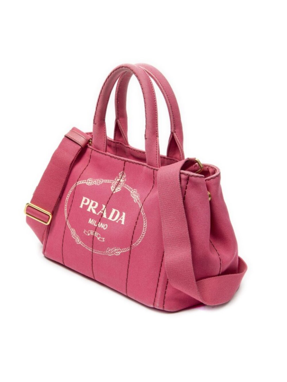 Prada Canapa Small Tote Fuchsia Pink Canvas - Picture 2 of 10